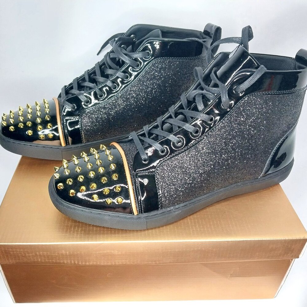 Royal King High Top Sneakers NWT Black/Gold With Gold Spikes Size 12